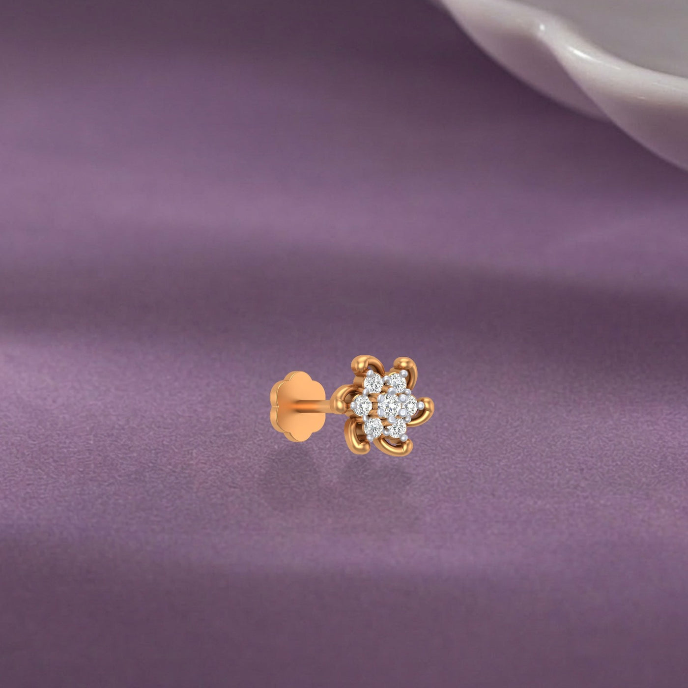 Gold & Diamond Stud Nose Pin KRC80282