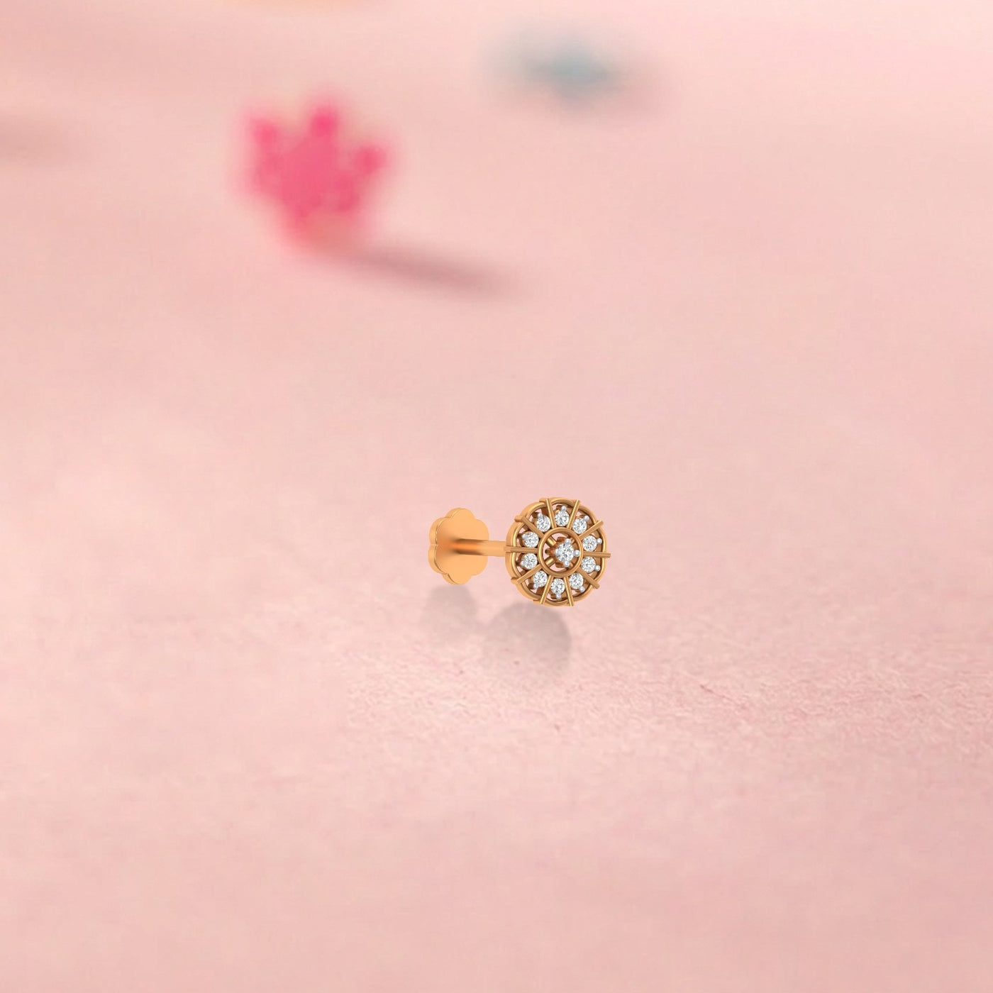 Gold & Diamond Round Nose Pin KRC80141