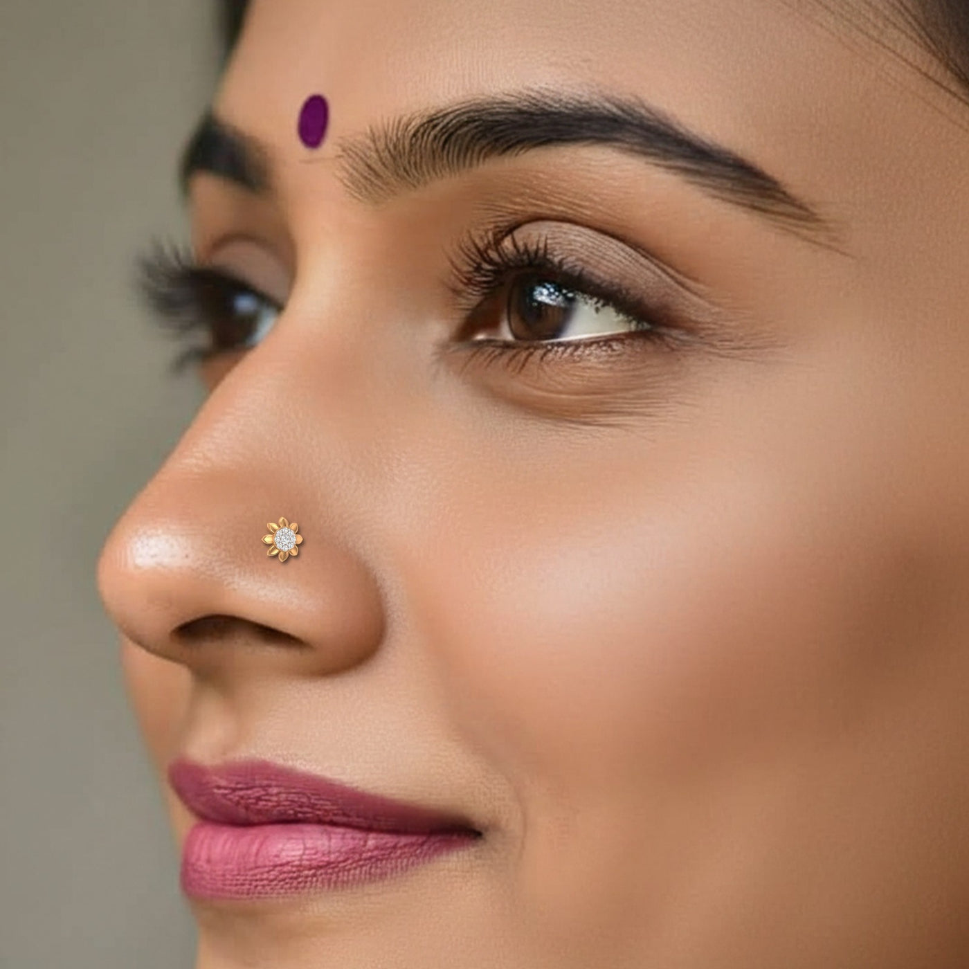 Gold & Diamond Stud Nose Pin KRC80114