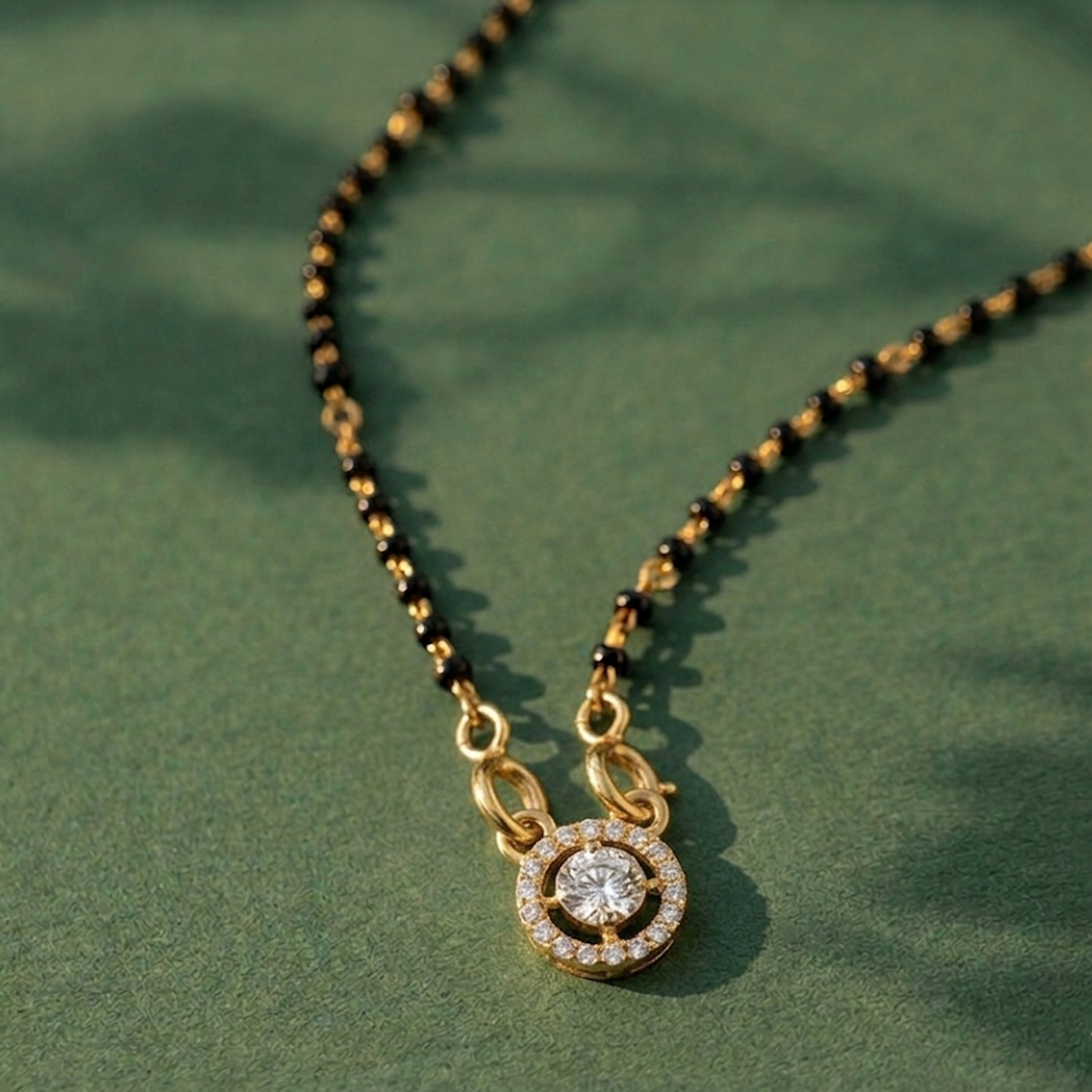 Gold & Diamond Halo Mangalsutra For Women KRC50111