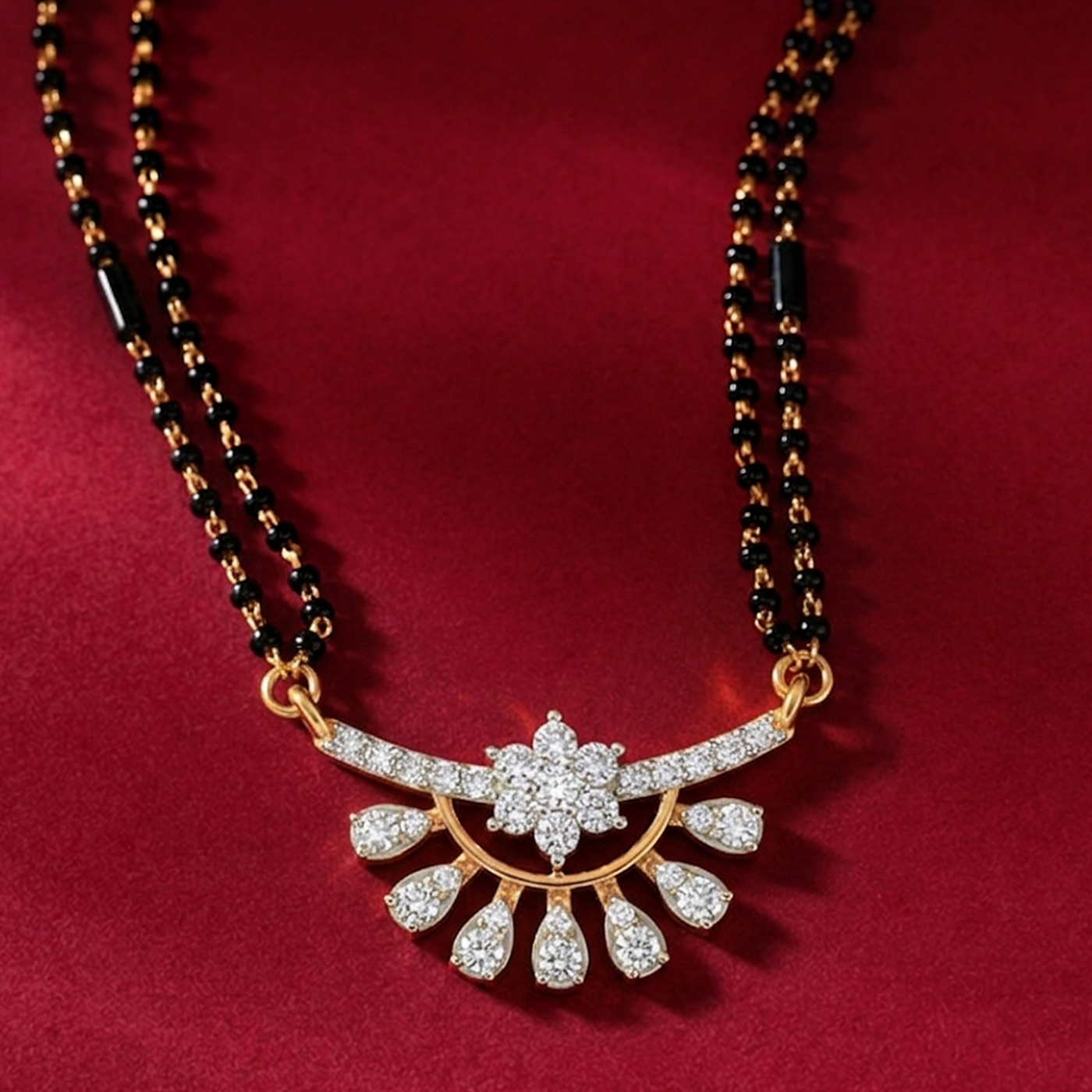 Gold & Diamond Designer Floral Mangalsutra For Women KRC50107