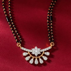Gold & Diamond Beaded Mangalsutra For Women KRC50107