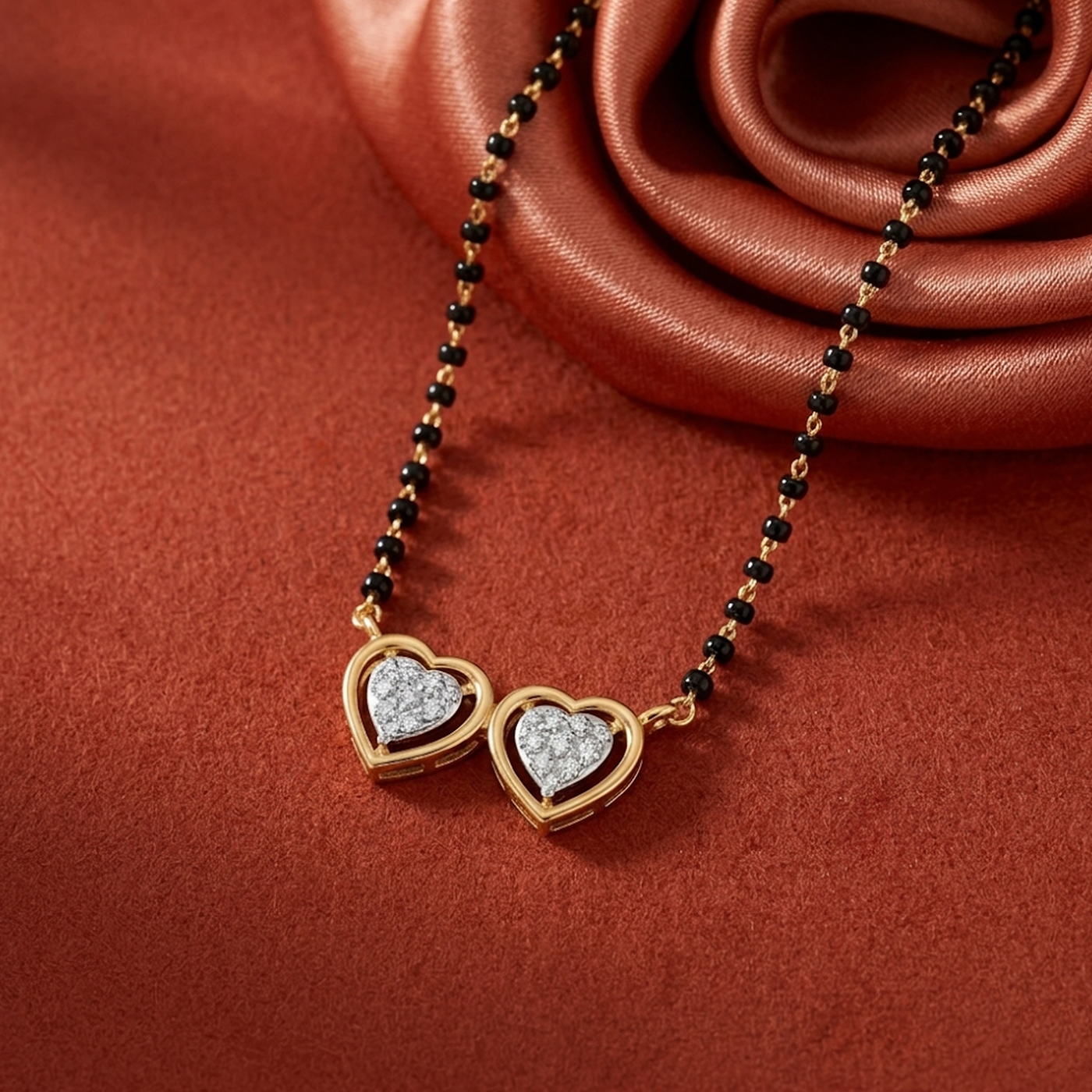 Gold & Diamond Heart Mangalsutra For Women KRC50095