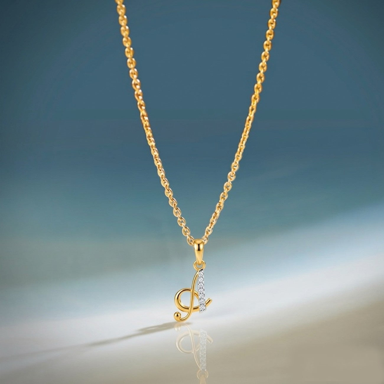 Delicate gold necklace showcasing brilliant diamond accents.