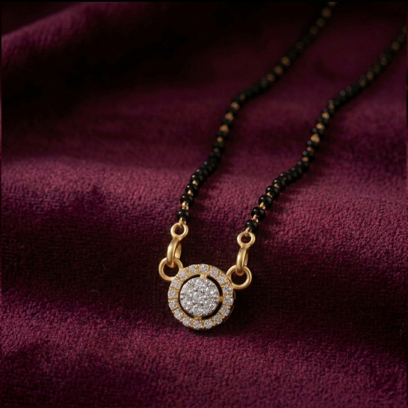 Gold & Diamond Halo Mangalsutra For Women KRC50128