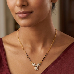 Gold & Diamond Beaded Mangalsutra For Women KRC50112