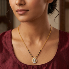Gold & Diamond Beaded Mangalsutra For Women KRC50113