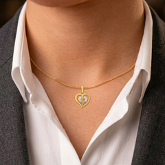Gold & Diamond Heart Pendant Set KRC40573