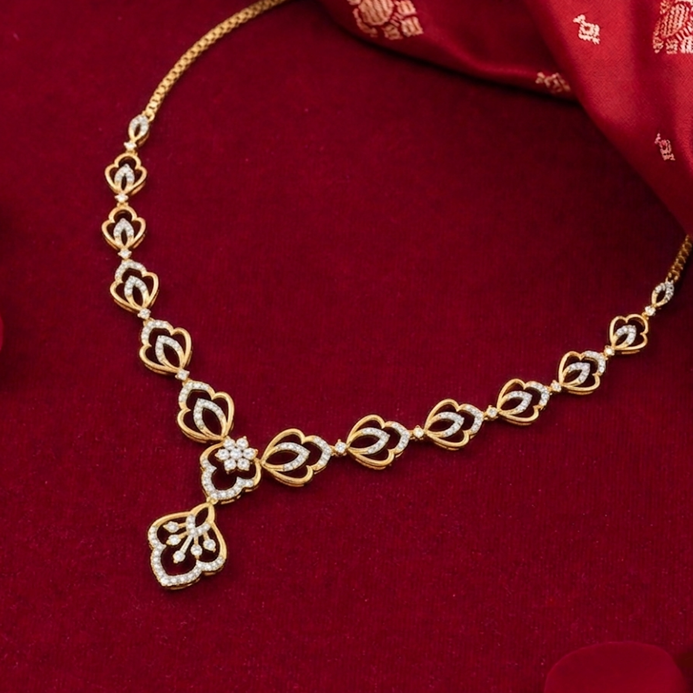 Gold & Diamond Dailywear Necklace Set KRC60089