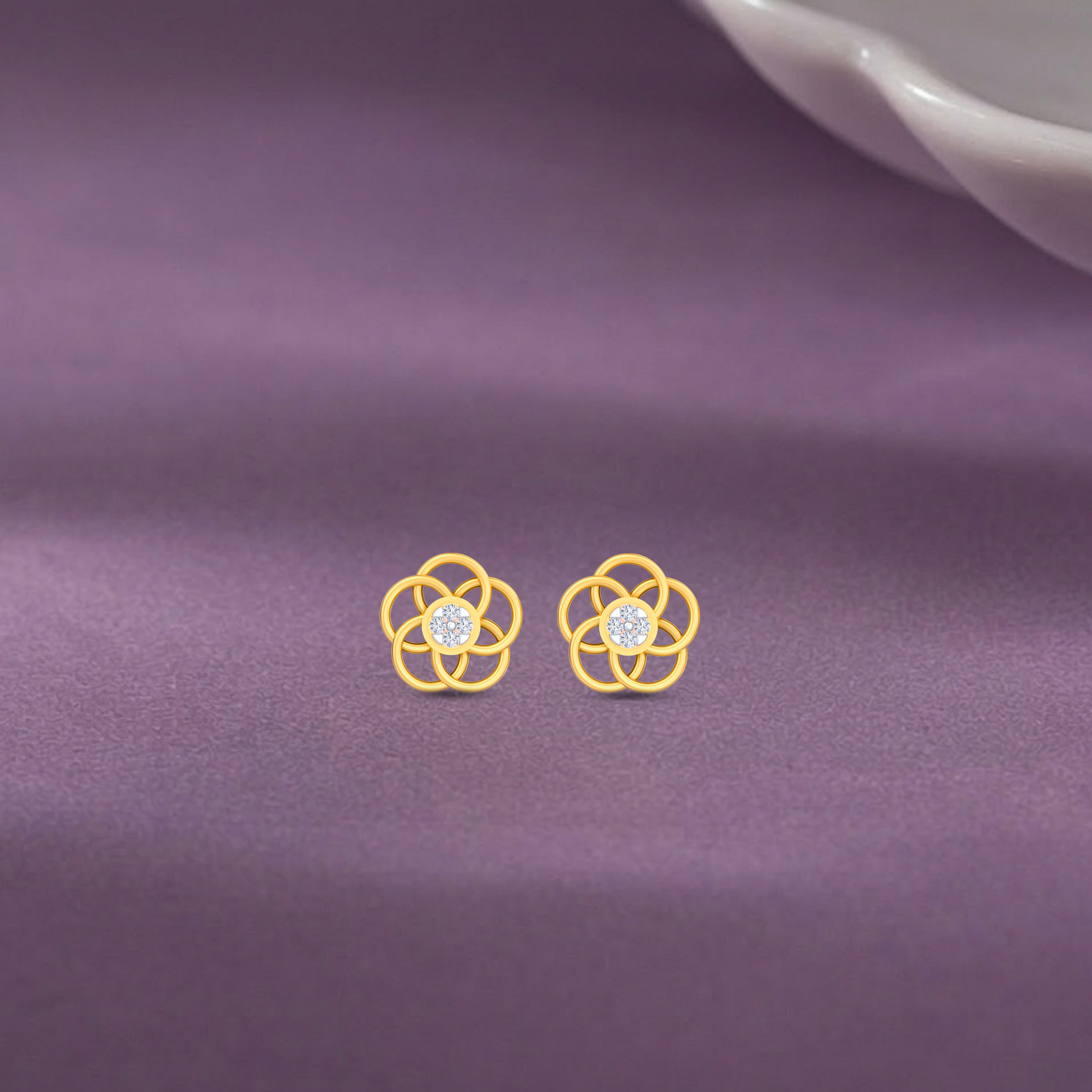 Floral Yellow Gold Diamond Earring | under 40k 