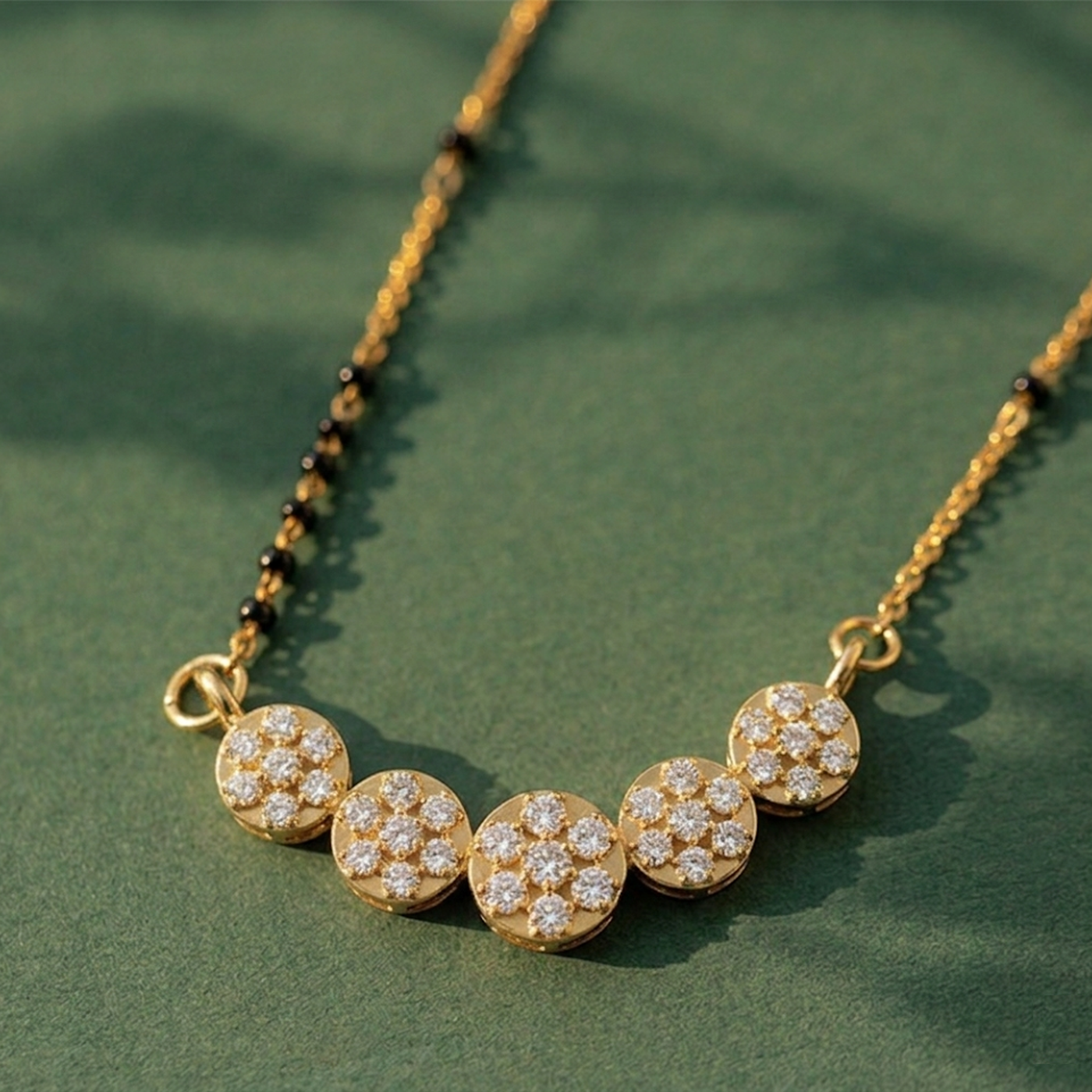 Gold & Diamond Round Mangalsutra For Women KRC50156