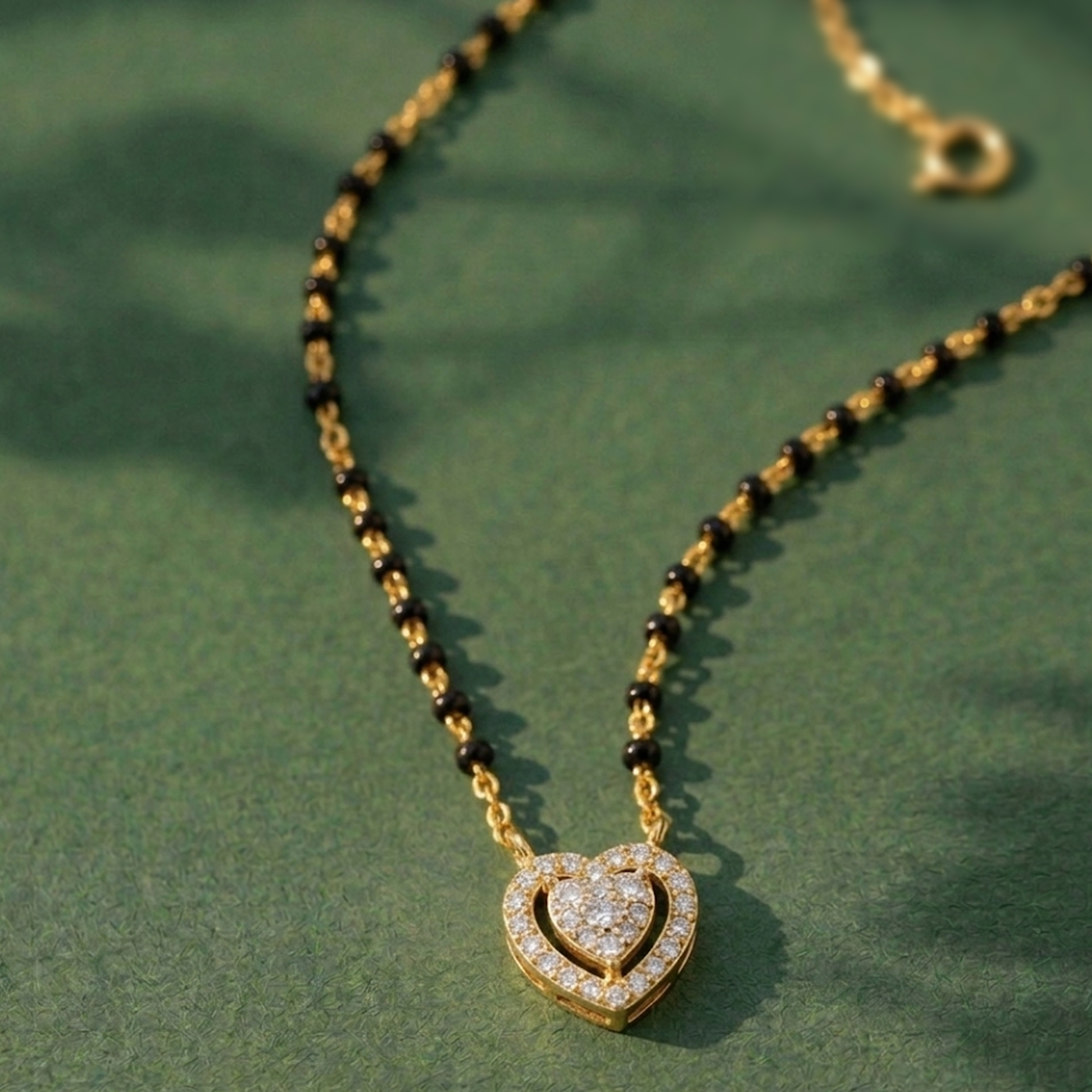Gold & Diamond Heart Mangalsutra For Women KRC50114