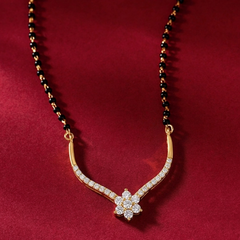 Gold & Diamond Floral Mangalsutra For Women KRC50133