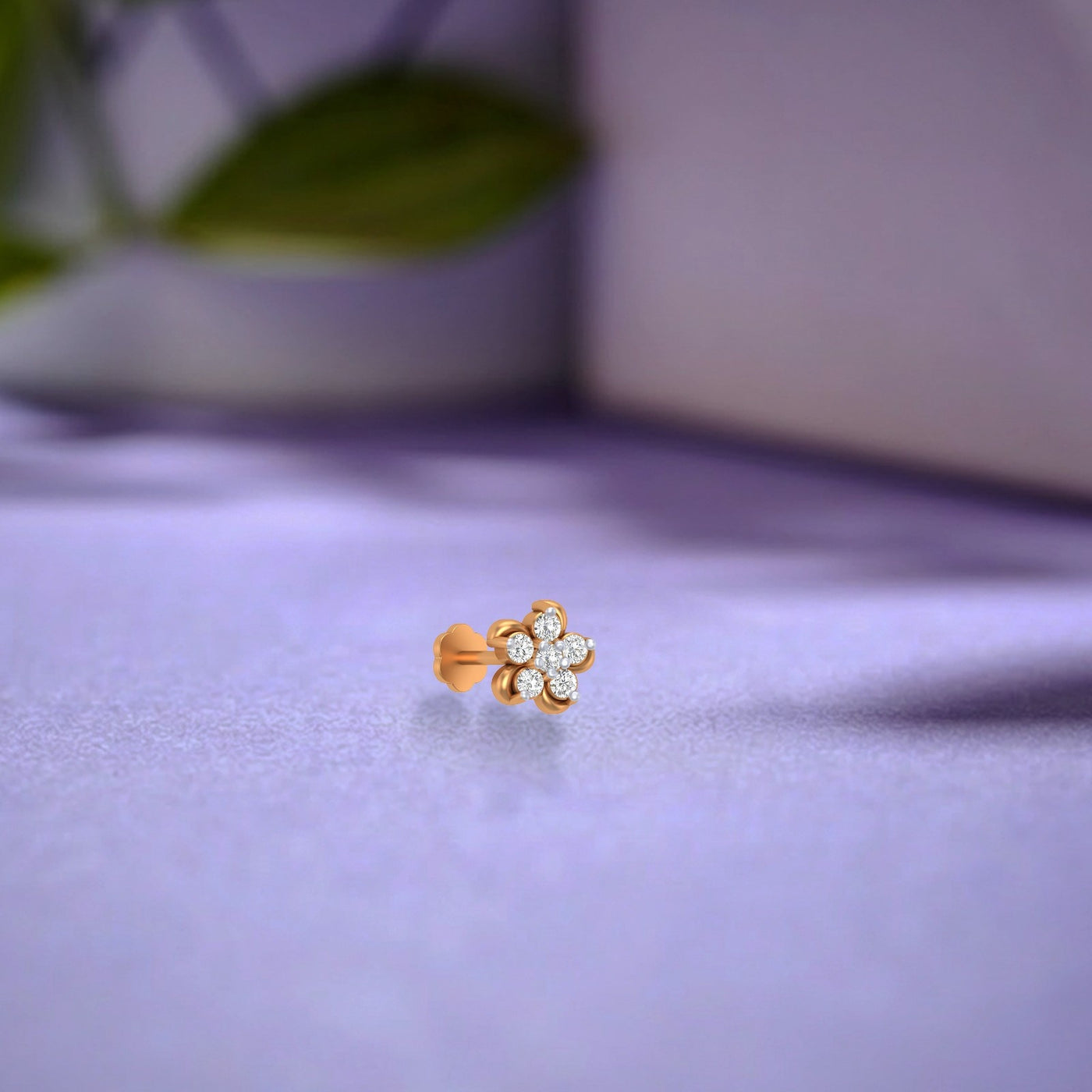 Gold & Diamond Stud Nose Pin KRC80151