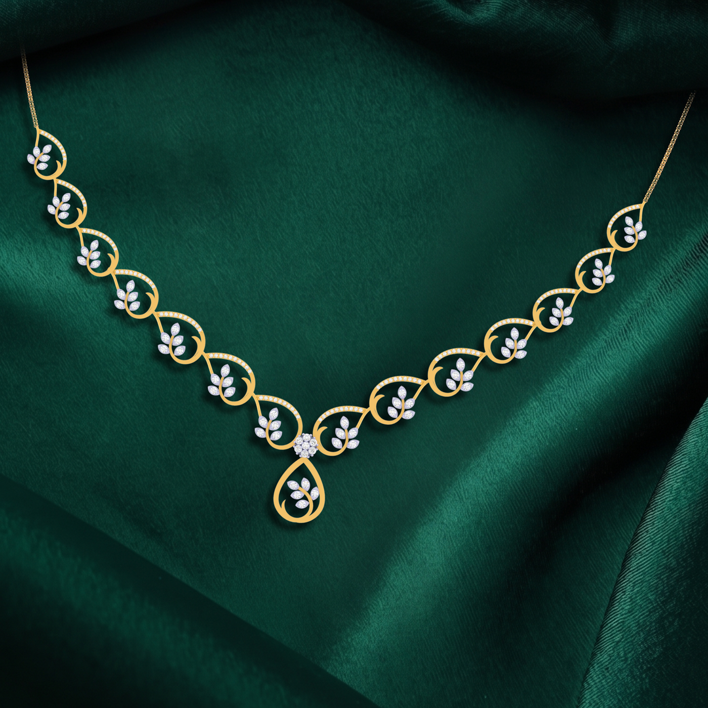 Gold & Diamond Lightweight Necklace Set KRC60118