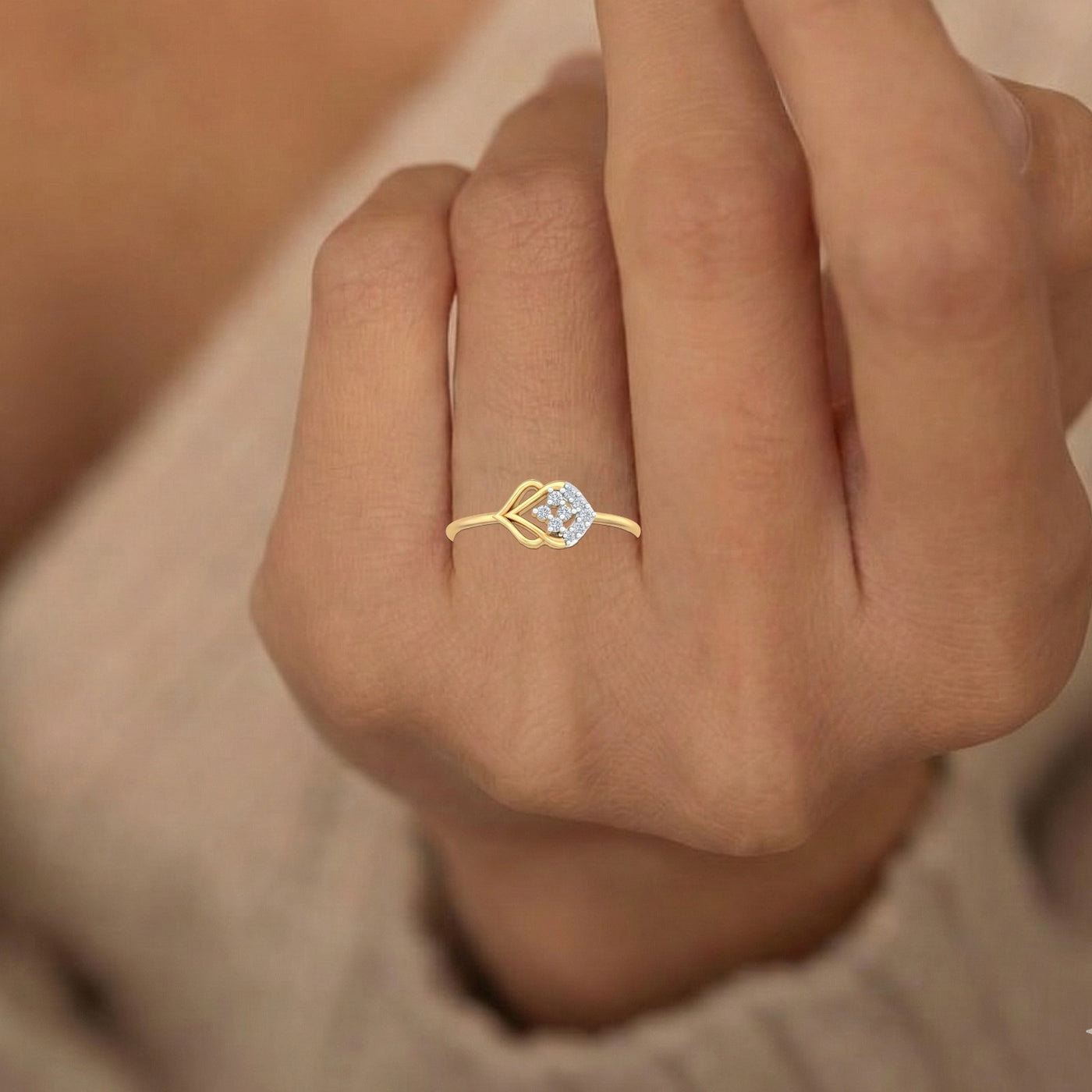 Gold & Diamond Dailywear Ring For Women KRC10663