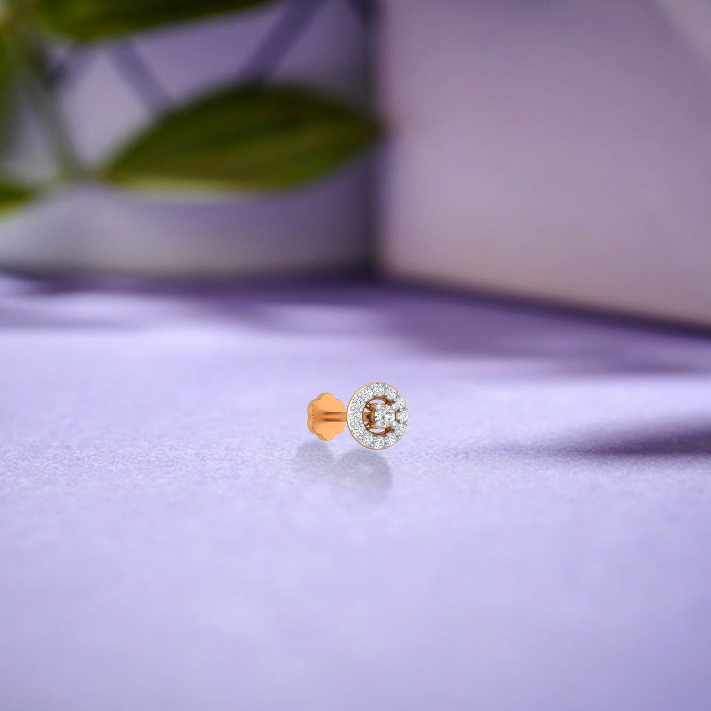 Gold & Diamond Round Nose Pin KRC80166