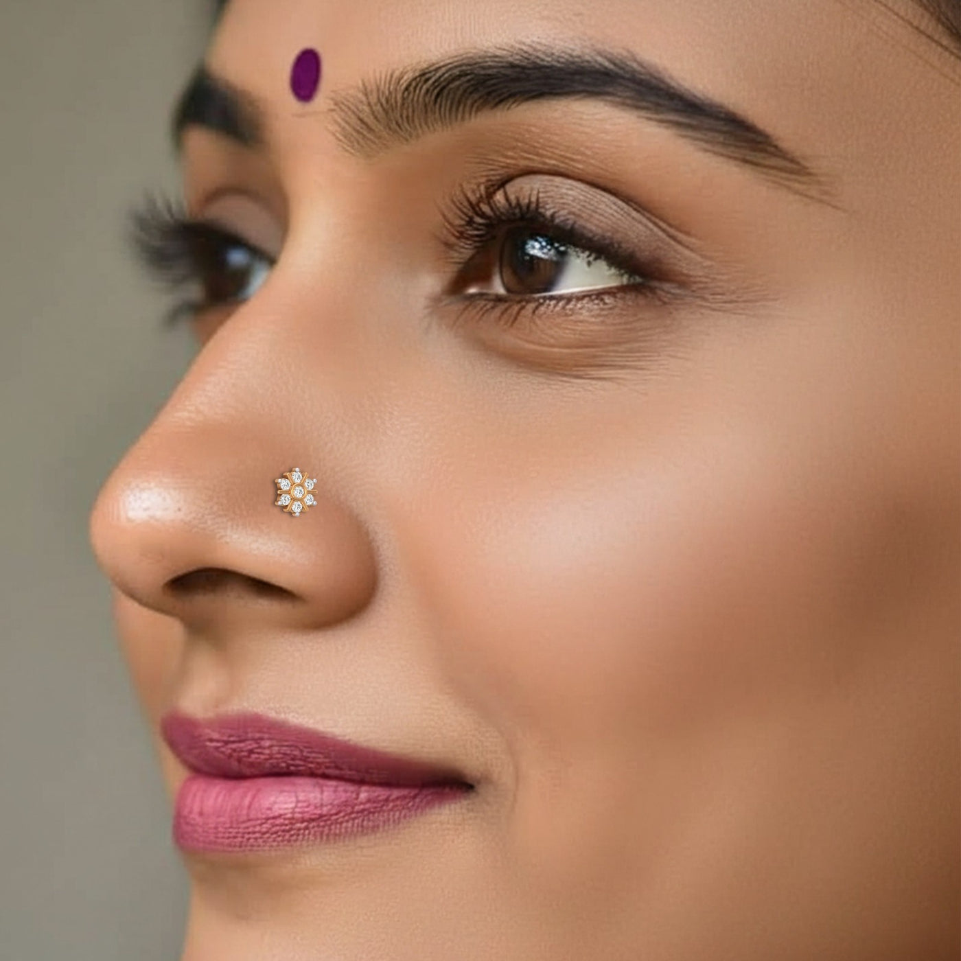 Gold & Diamond Stud Nose Pin KRC80189