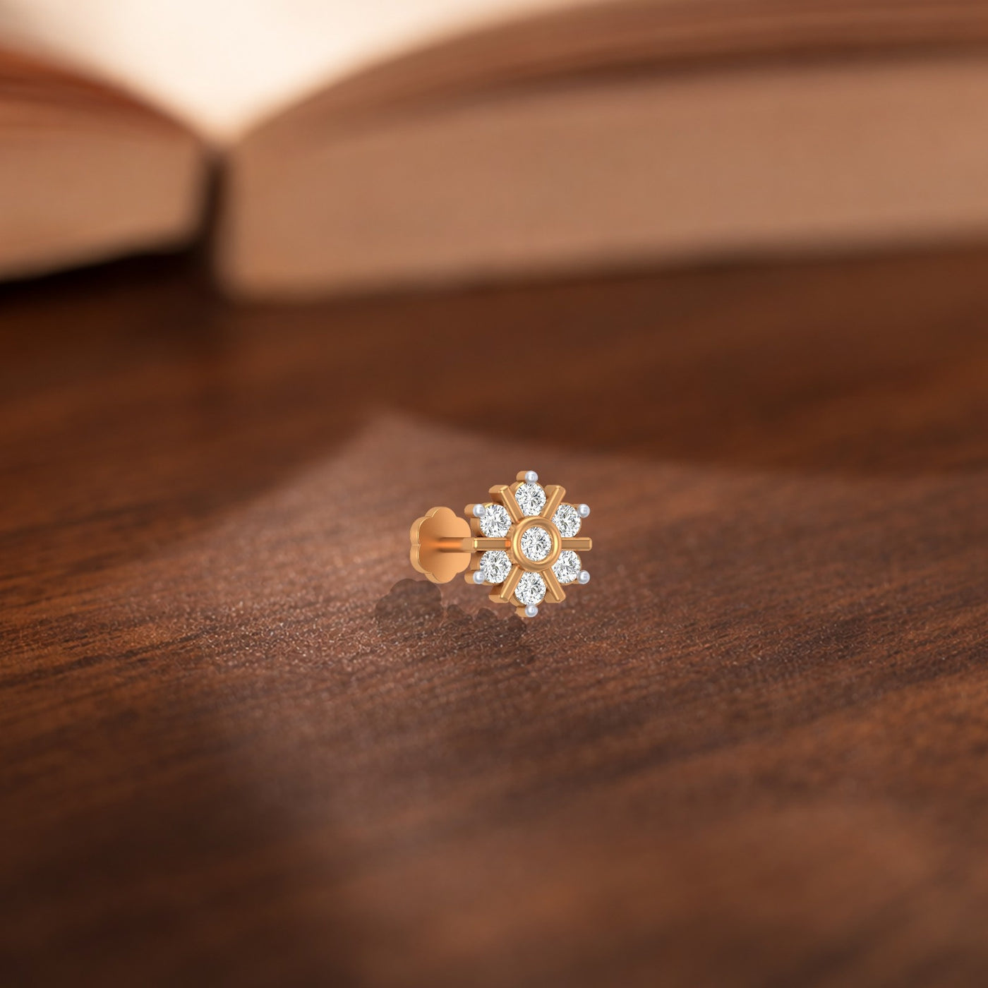 Gold & Diamond Stud Nose Pin KRC80189