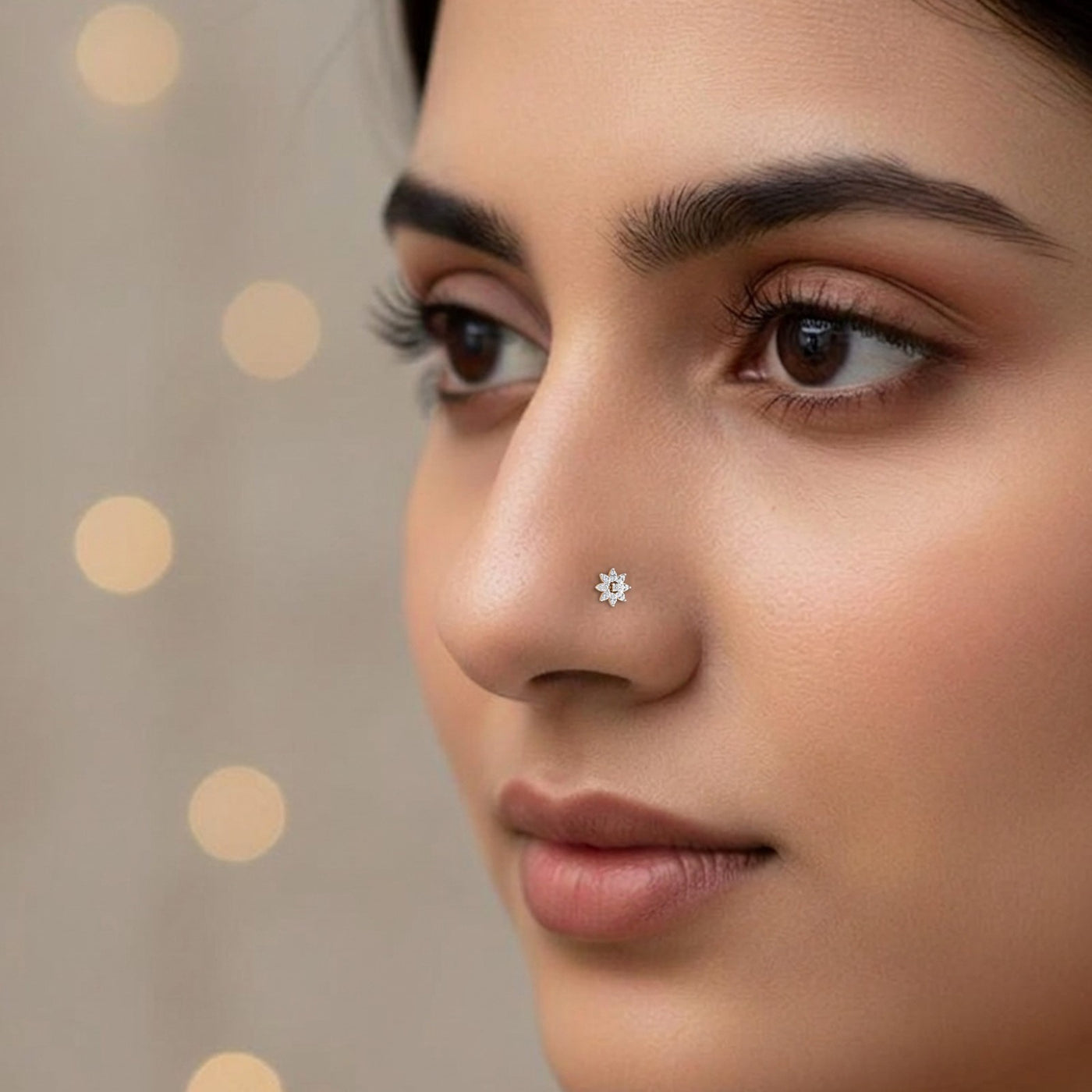 Gold & Diamond Stud Nose Pin KRA50294