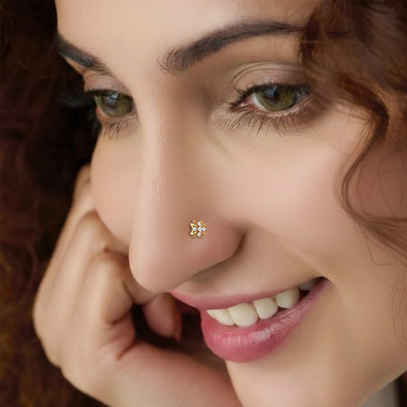 Gold & Diamond Stud Nose Pin KRA50184