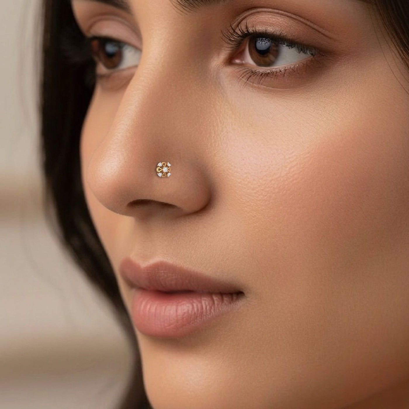 Gold & Diamond Stud Nose Pin KRC80251