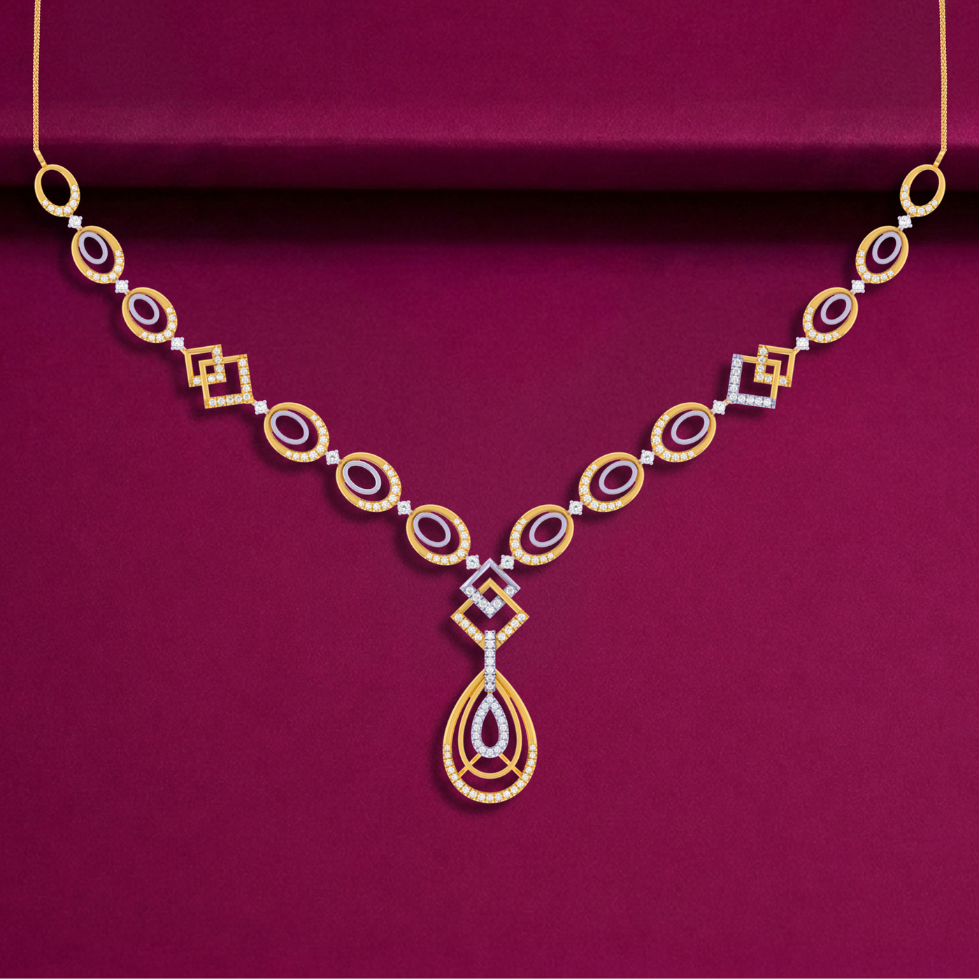 Gold & Diamond Necklace Set KRC60134