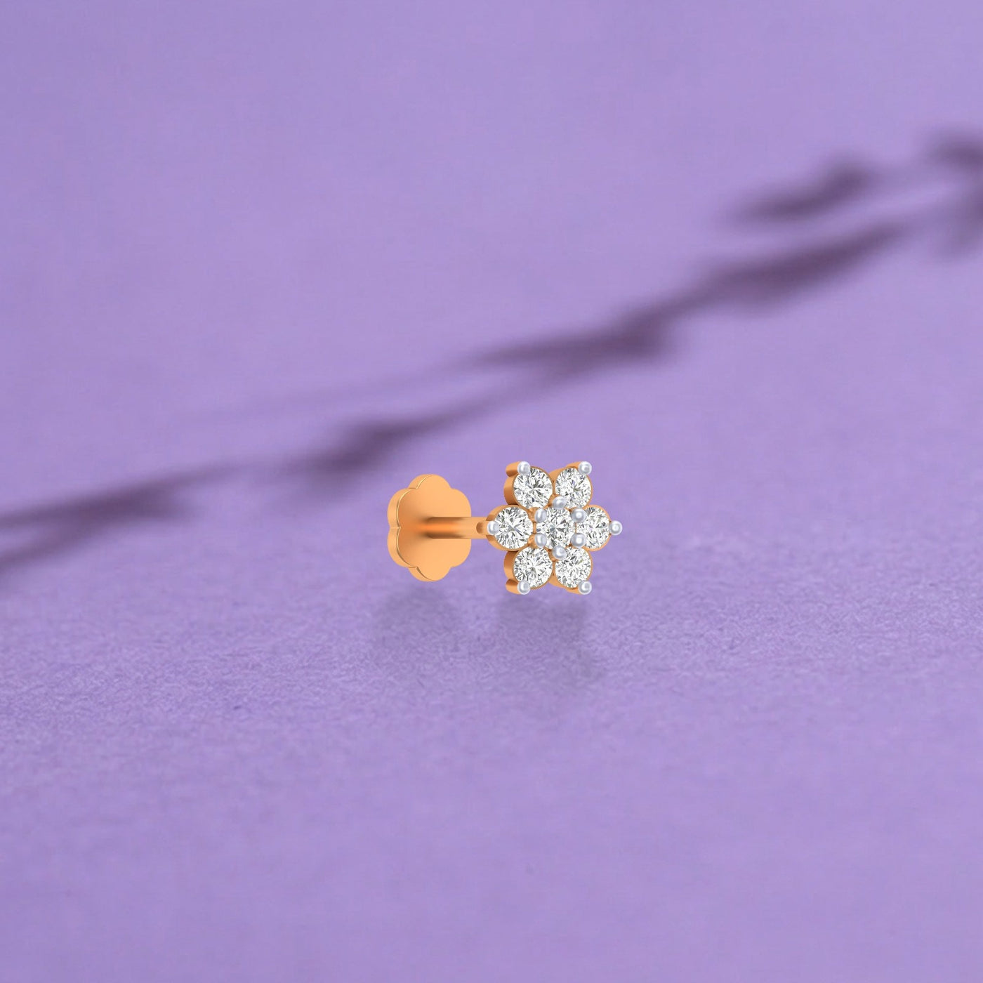 Gold & Diamond Stud Nose Pin KRC80289