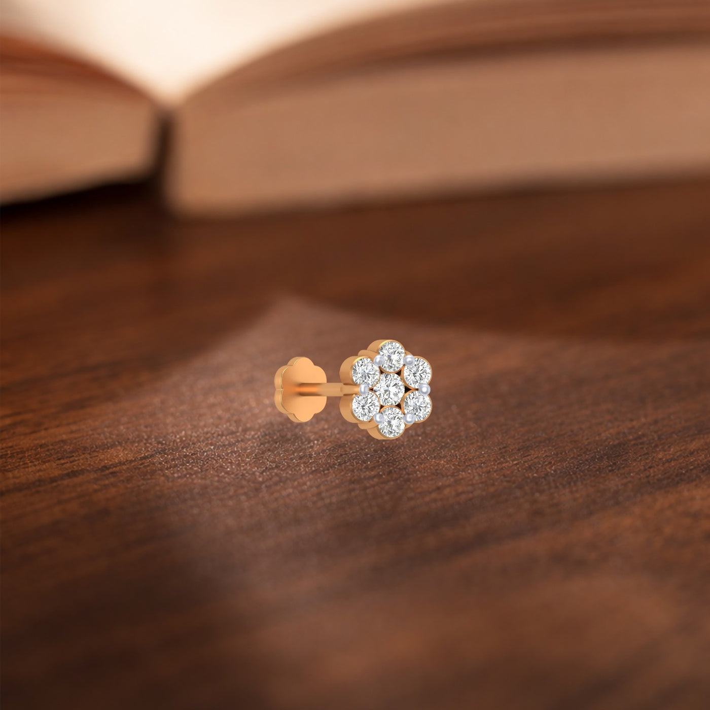 Gold & Diamond Stud Nose Pin KRC80290
