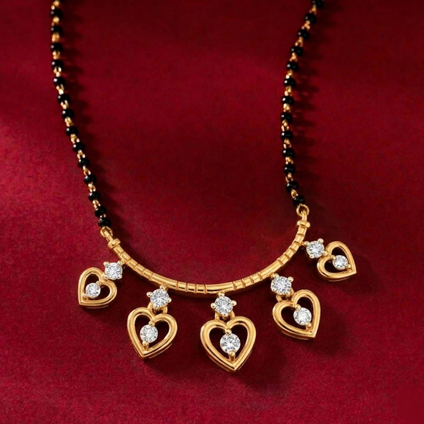 Gold & Diamond Heart Mangalsutra For Women KRC50082