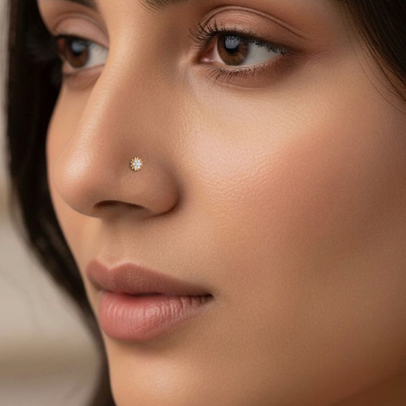 Gold & Diamond Stud Nose Pin KRC80306