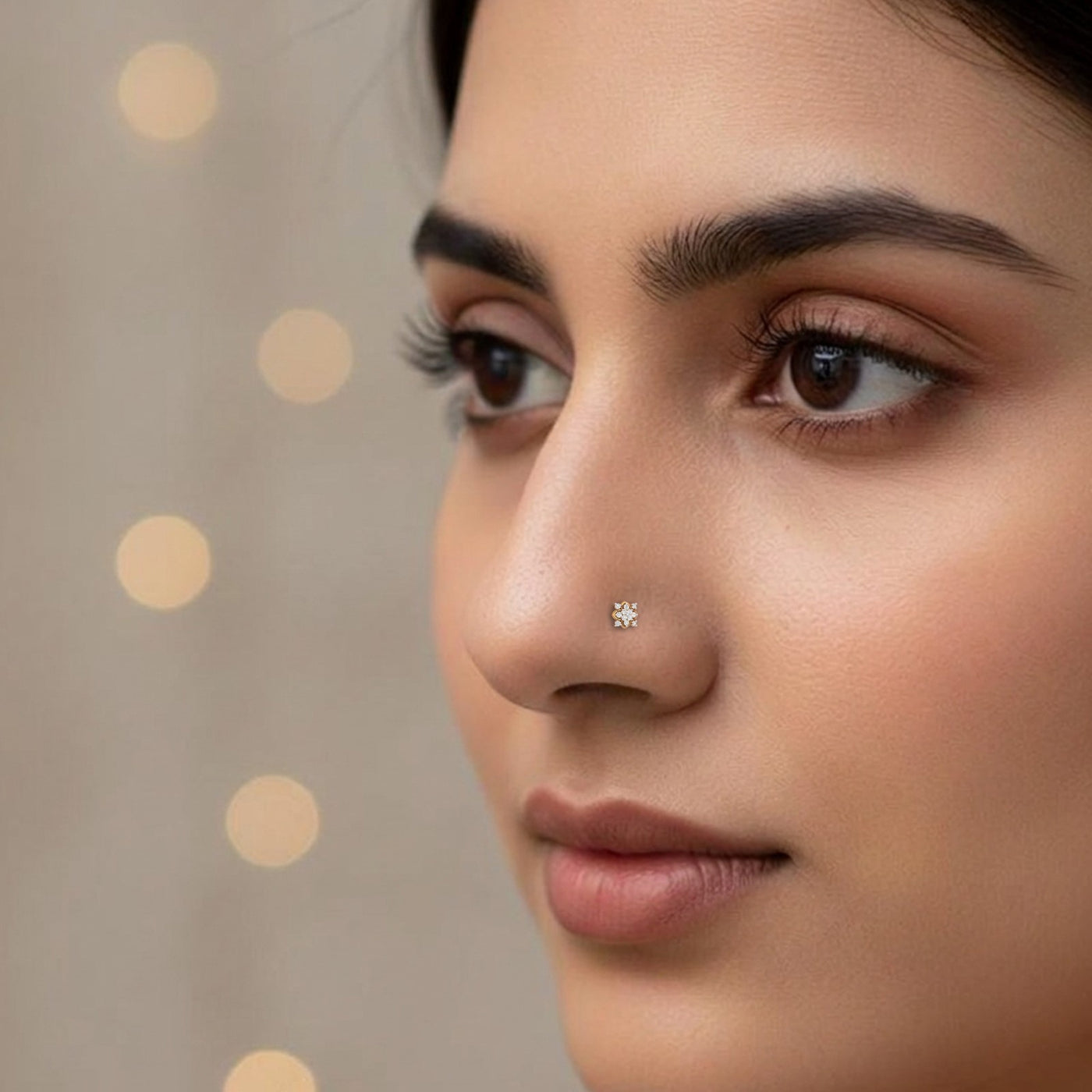 Gold & Diamond Stud Nose Pin KRC80307