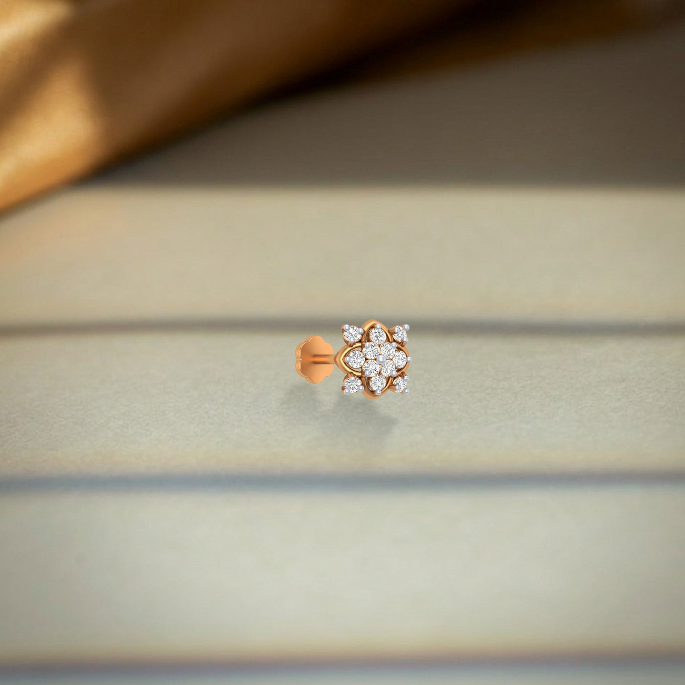 Gold & Diamond Stud Nose Pin KRC80307