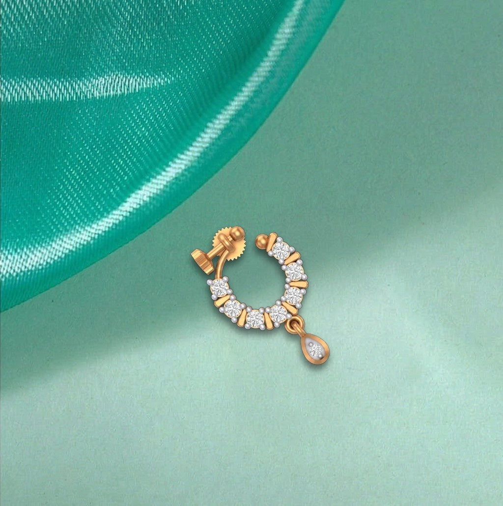 Gold & Diamond Nose Ring KRC80308