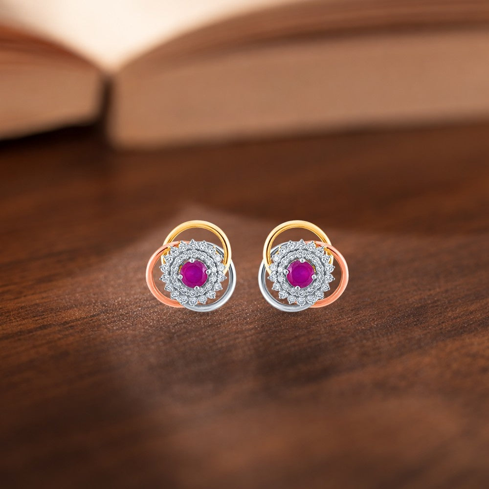 Gold & diamond women earrings crafted with a vibrant gemstone and sparkling natural diamonds.