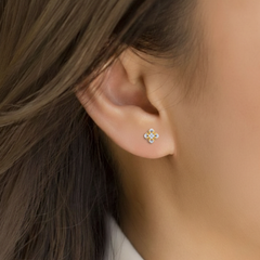 Floral Yellow Gold Diamond Earring close up shot| under 40k 