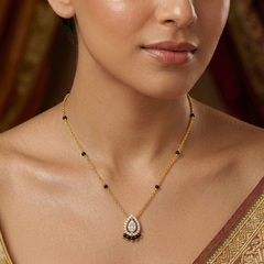 Gold & Diamond Beaded Mangalsutra For Women KRC50134