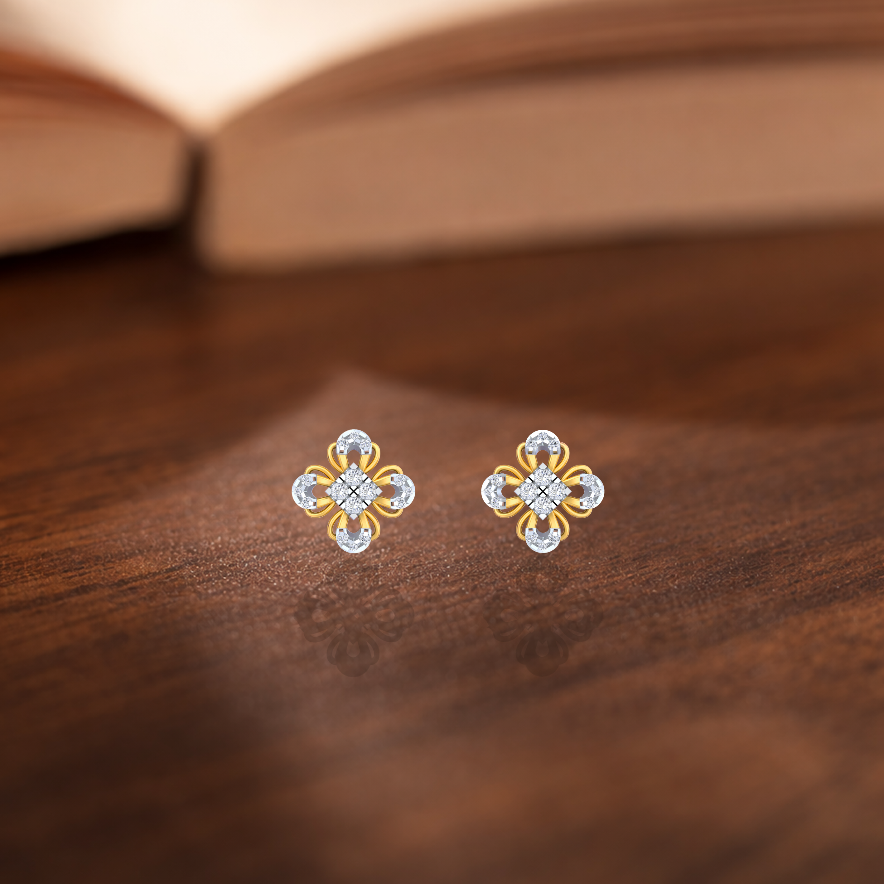 Floral Yellow Gold Diamond Earring | under 40k 