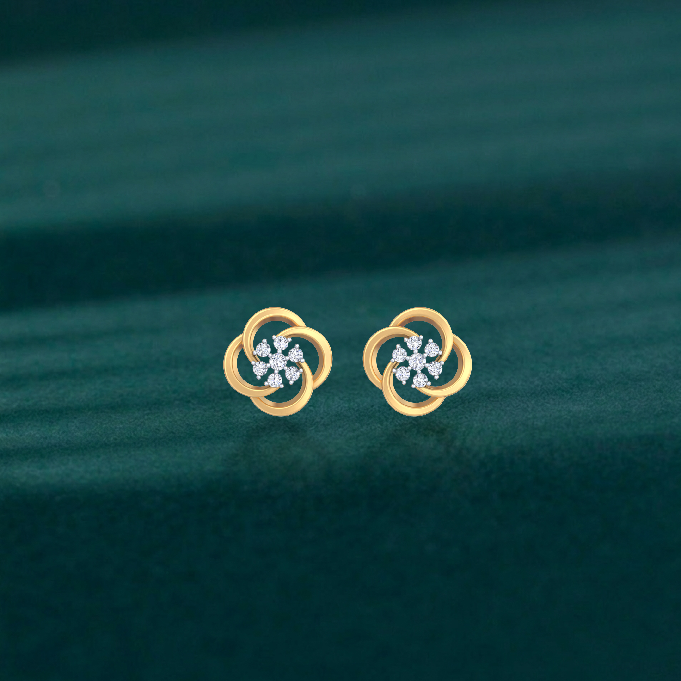 Floral Yellow Gold Diamond Earring | under 40k 