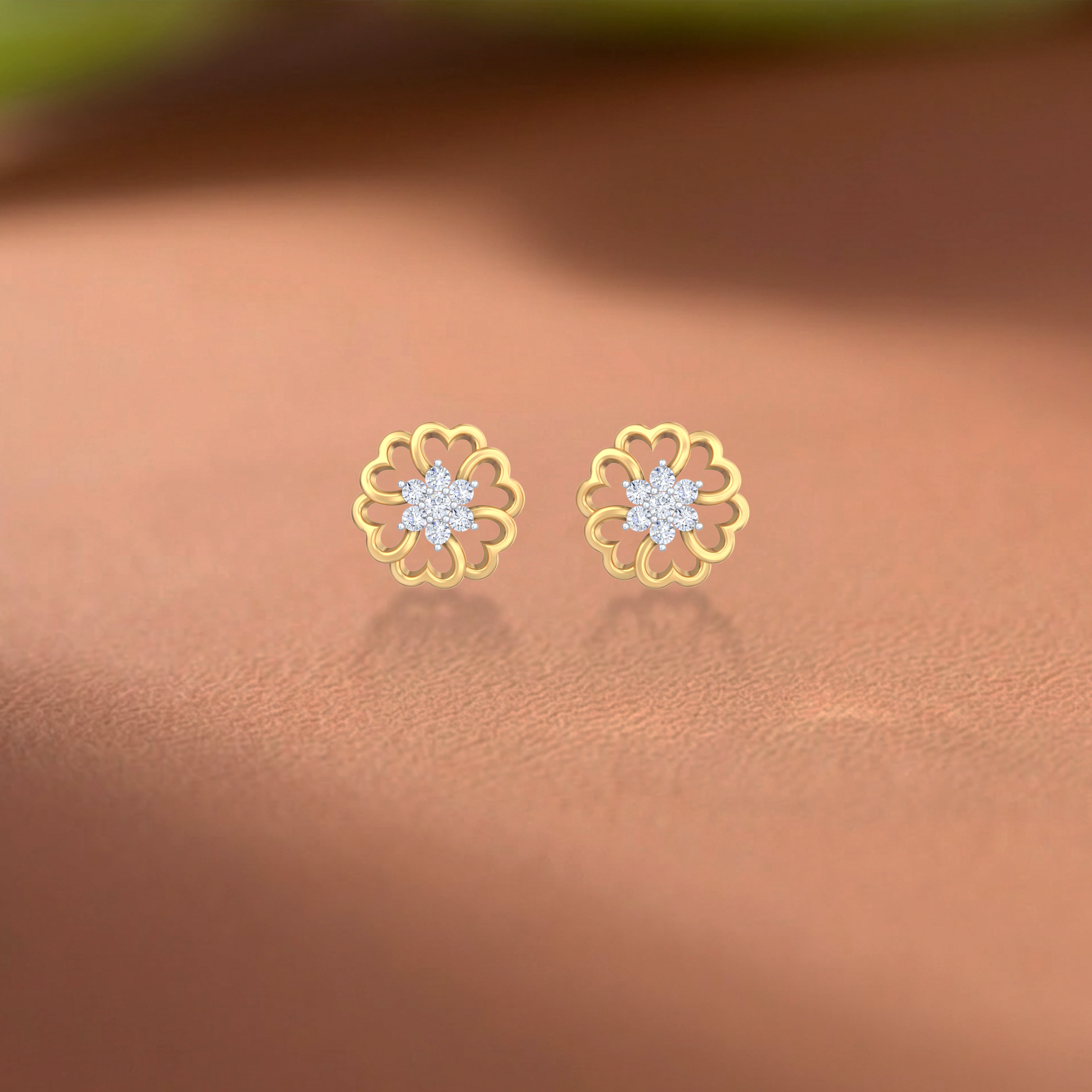 Floral Yellow Gold Diamond Earring | under 40k 