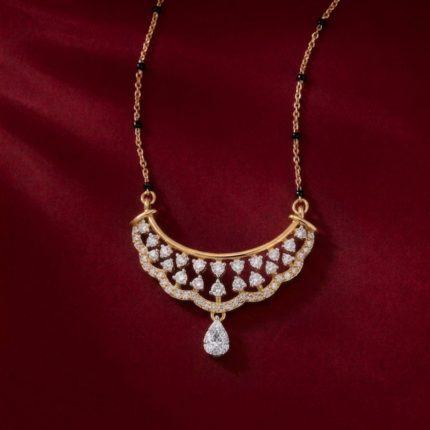 Gold & Diamond Floral Mangalsutra For Women KRC50159