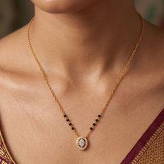 Gold & Diamond Beaded Mangalsutra For Women KRC50135