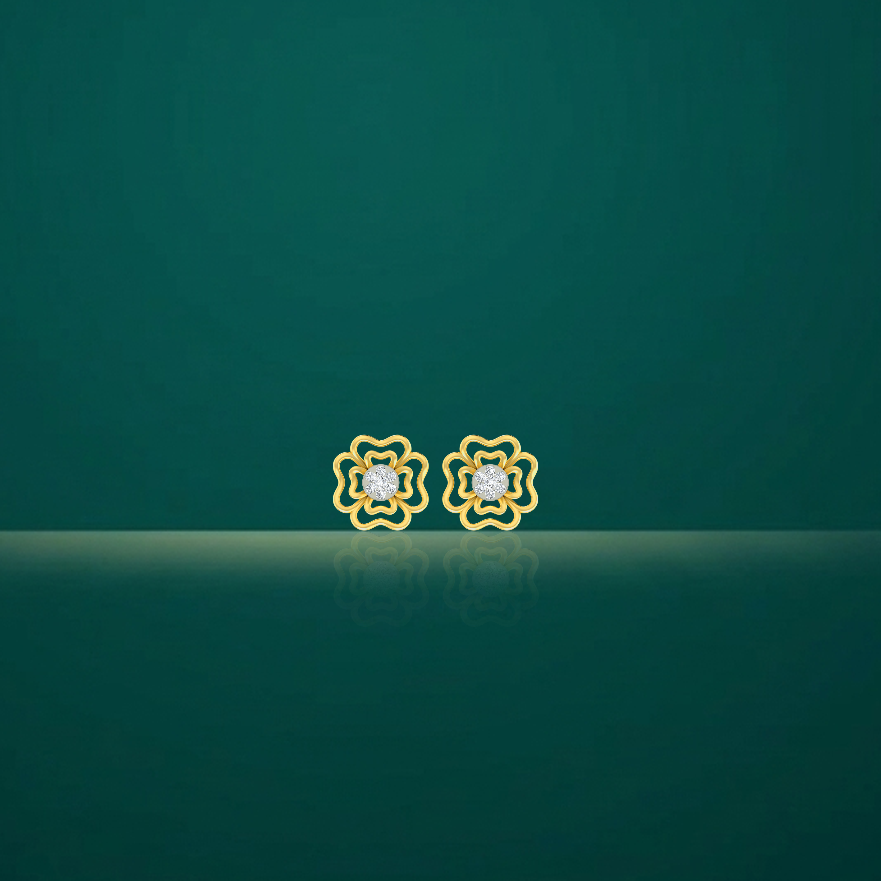 Floral yellow Gold Diamond Earring | under 30k 