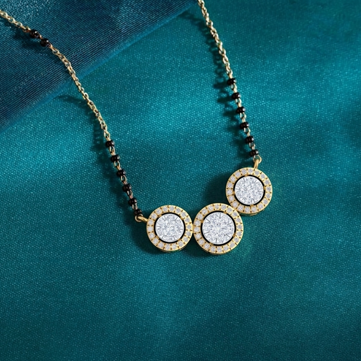 Gold & Diamond Halo Mangalsutra For Women KRC50140