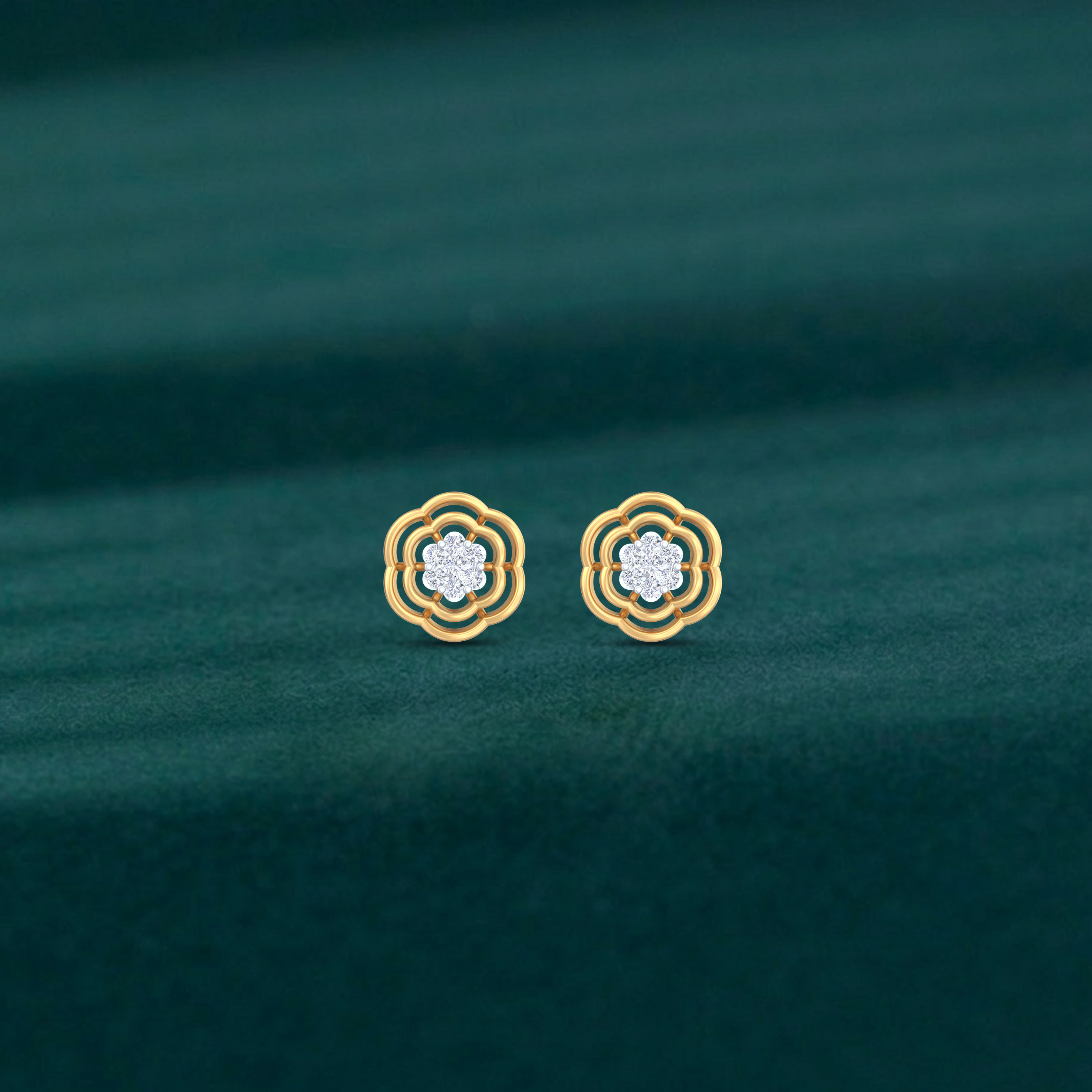 Floral yellow Gold Diamond Earring | under 30k 
