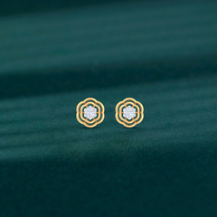 Floral yellow Gold Diamond Earring | under 30k 

