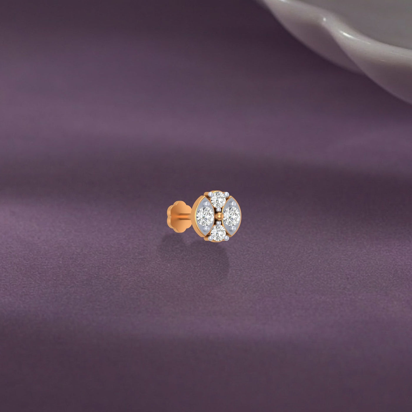 Gold & Diamond Round Nose Pin KRA50096