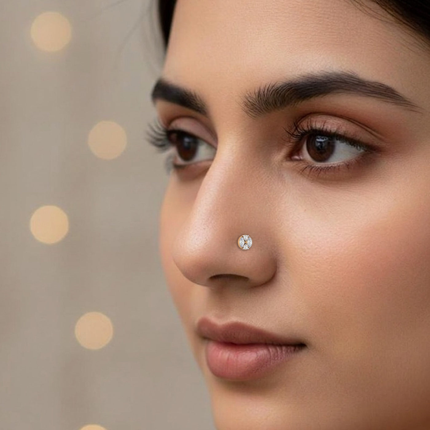 Gold & Diamond Round Nose Pin KRA50096