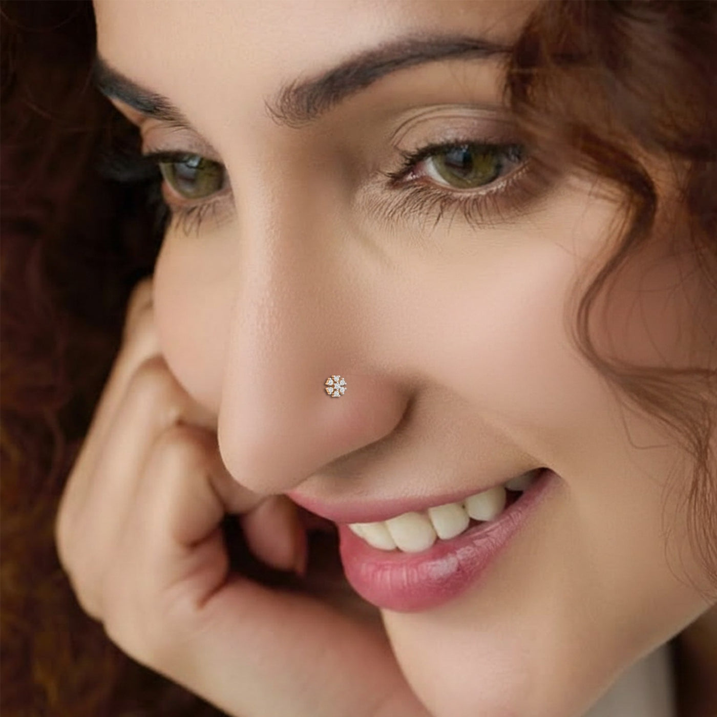Gold & Diamond Stud Nose Pin KRB80004