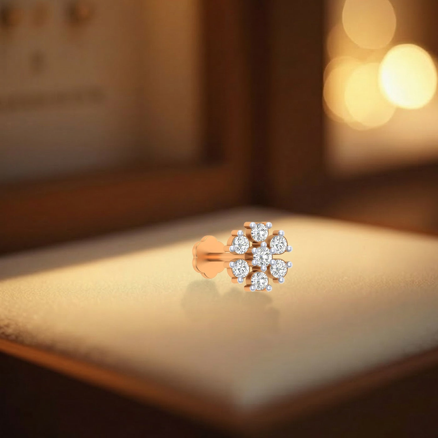 Gold & Diamond Stud Nose Pin KRB80004